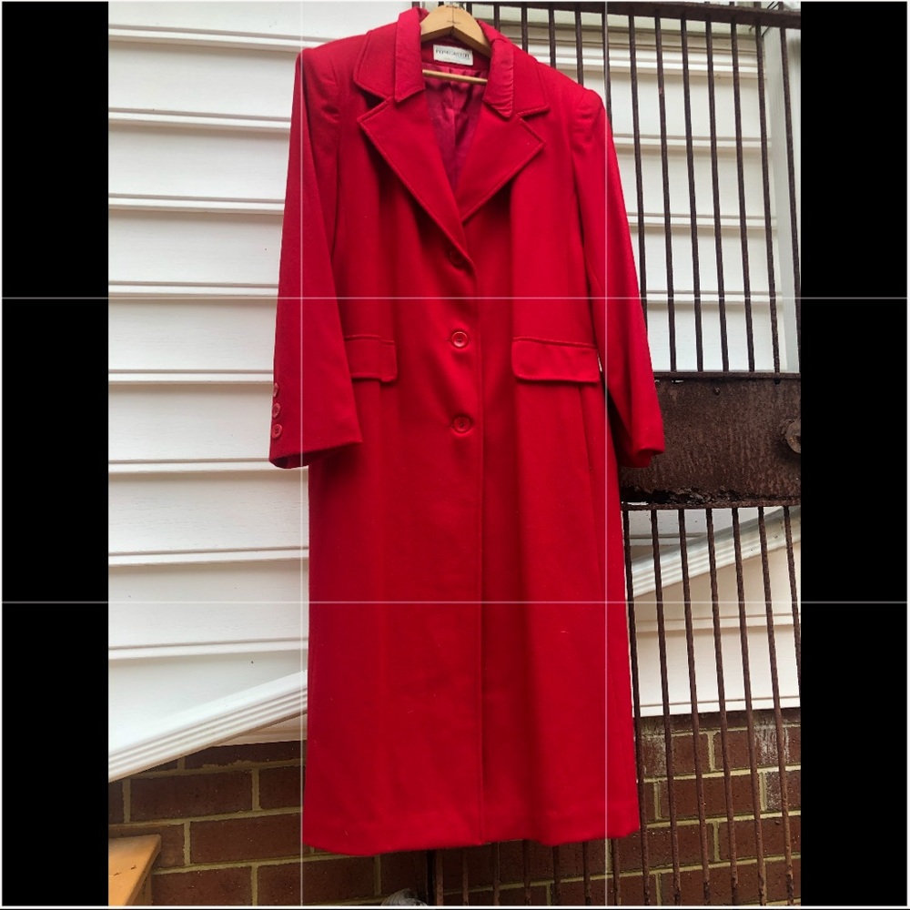 🌹Gorgeous💋 Scarlet Red 100% wool vintage coat